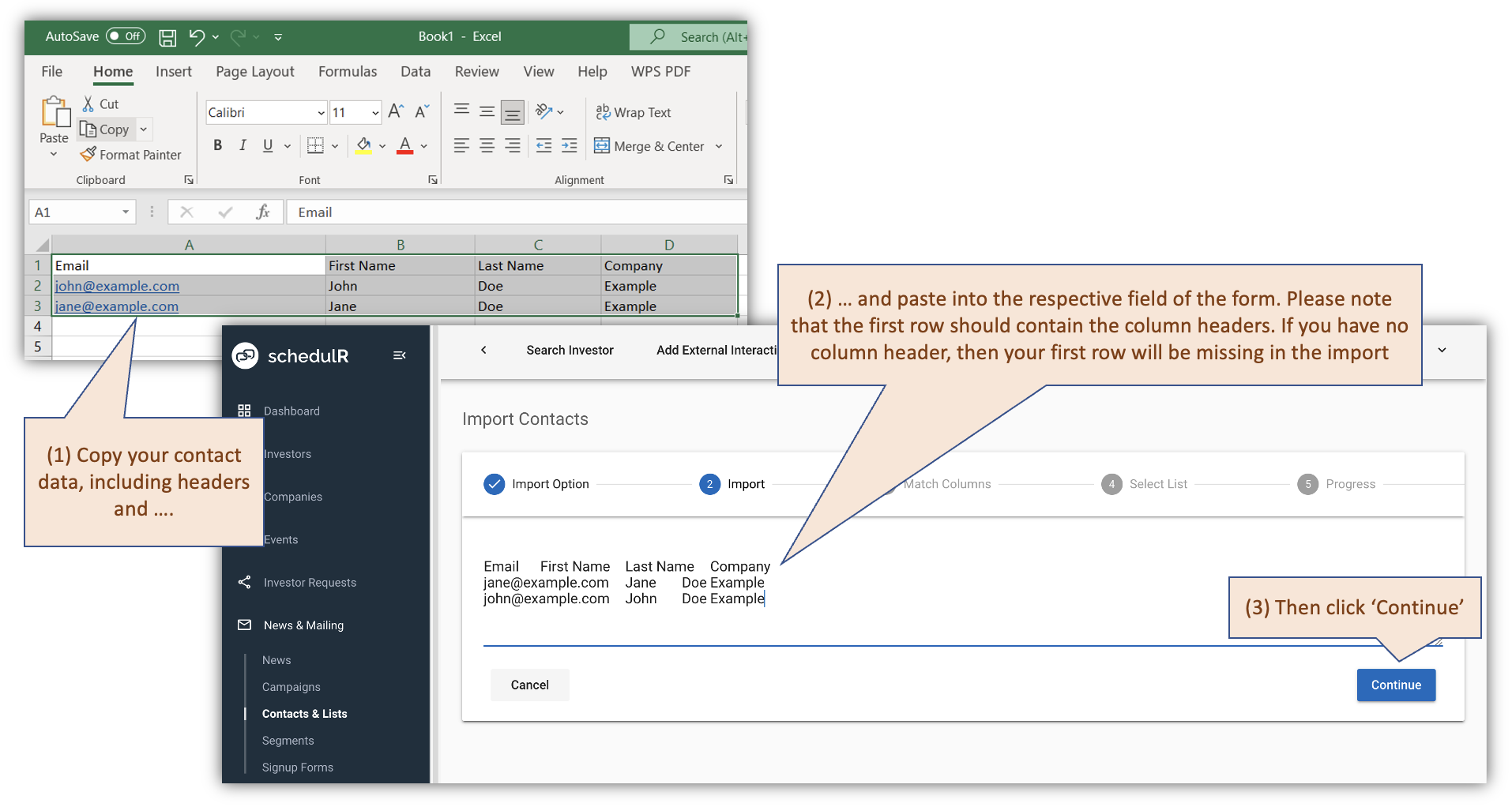 Figure 10.4 – Importing contacts – Import