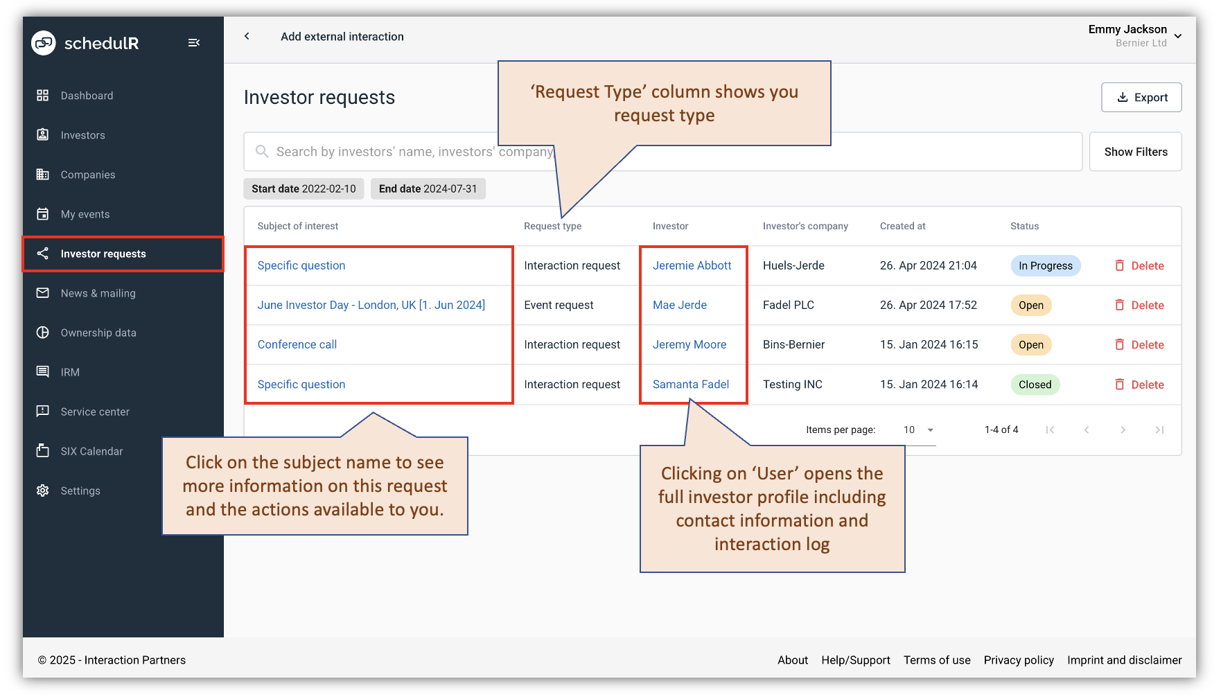 Figure 15.4 – Investor Requests Received