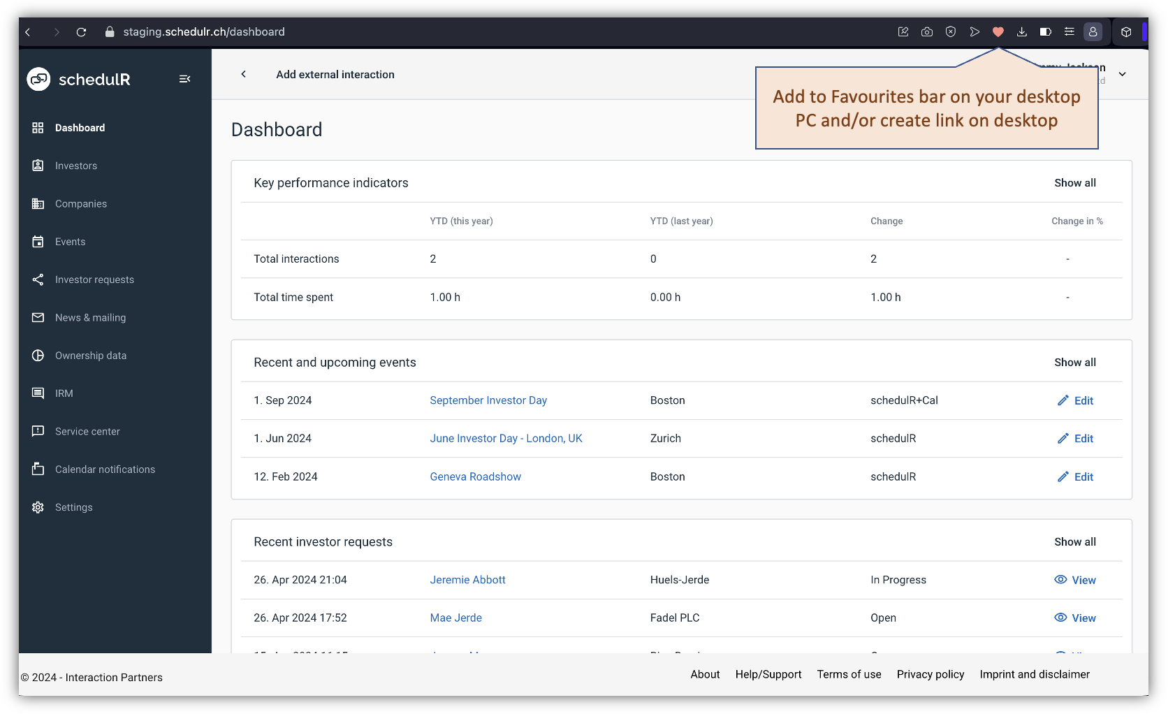 Figure 2.2 – Favourites / App