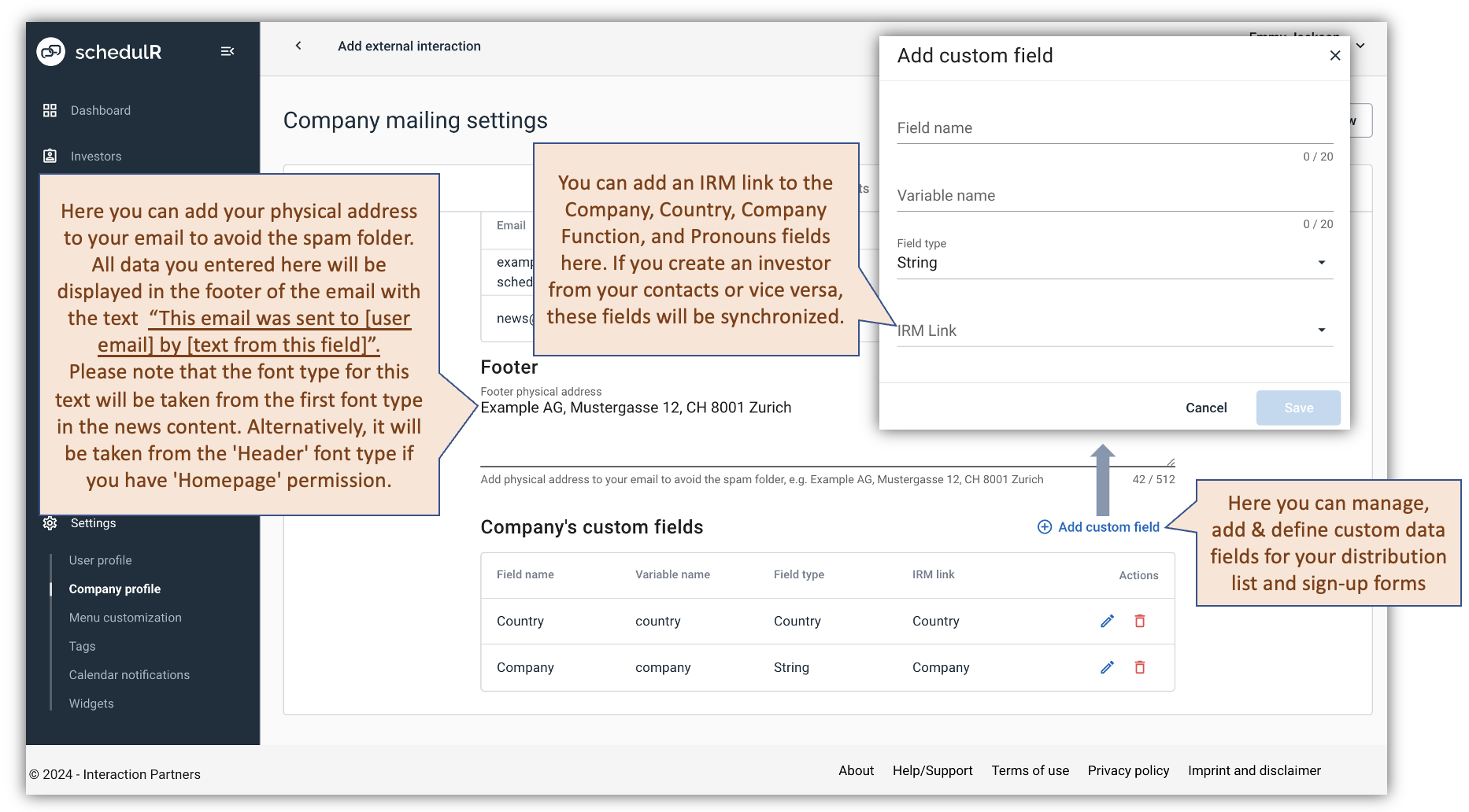 Figure 2.7 – Edit Company / Mailing