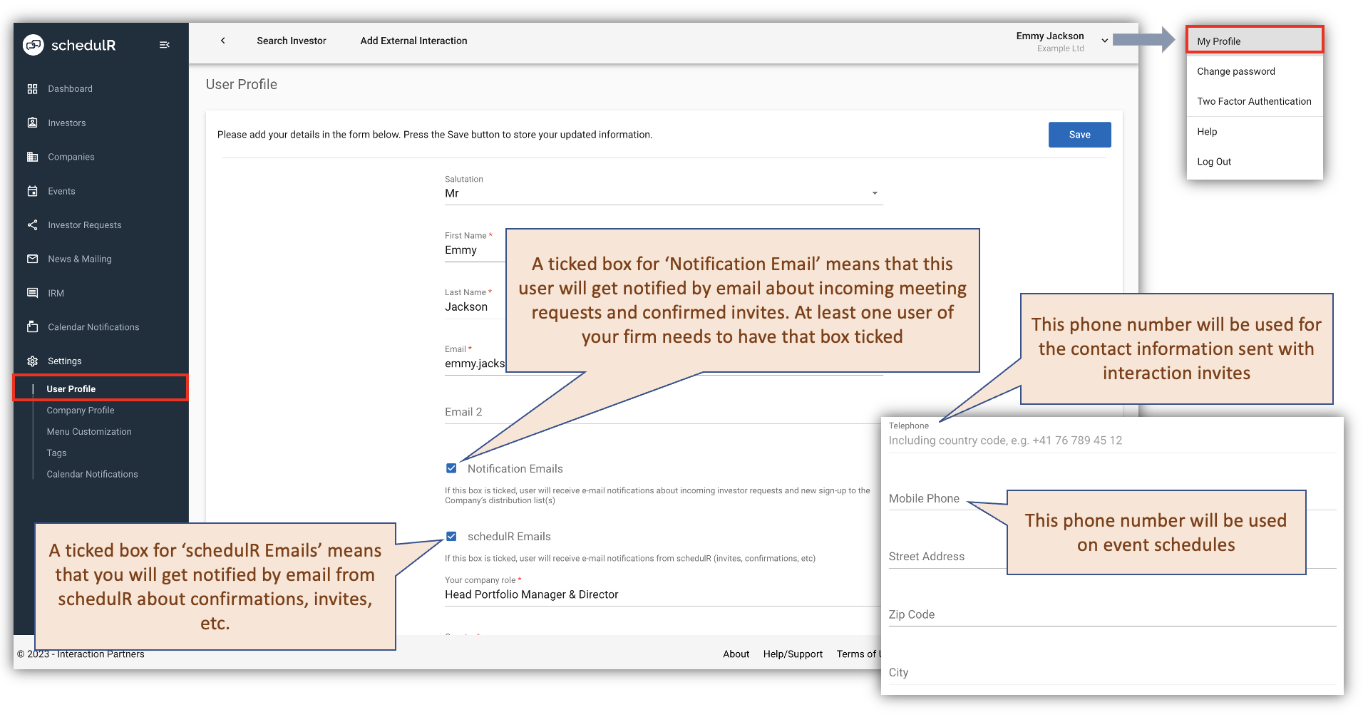 Figure 2.8 – Adjust your personal user profile