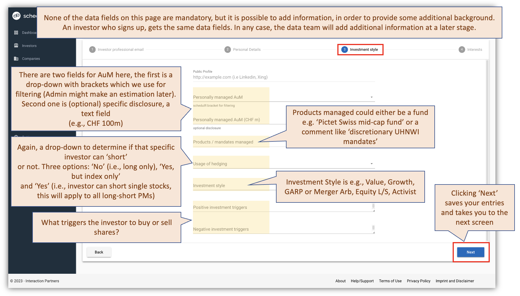 Figure 3.6 – Add new investor – Screen 3