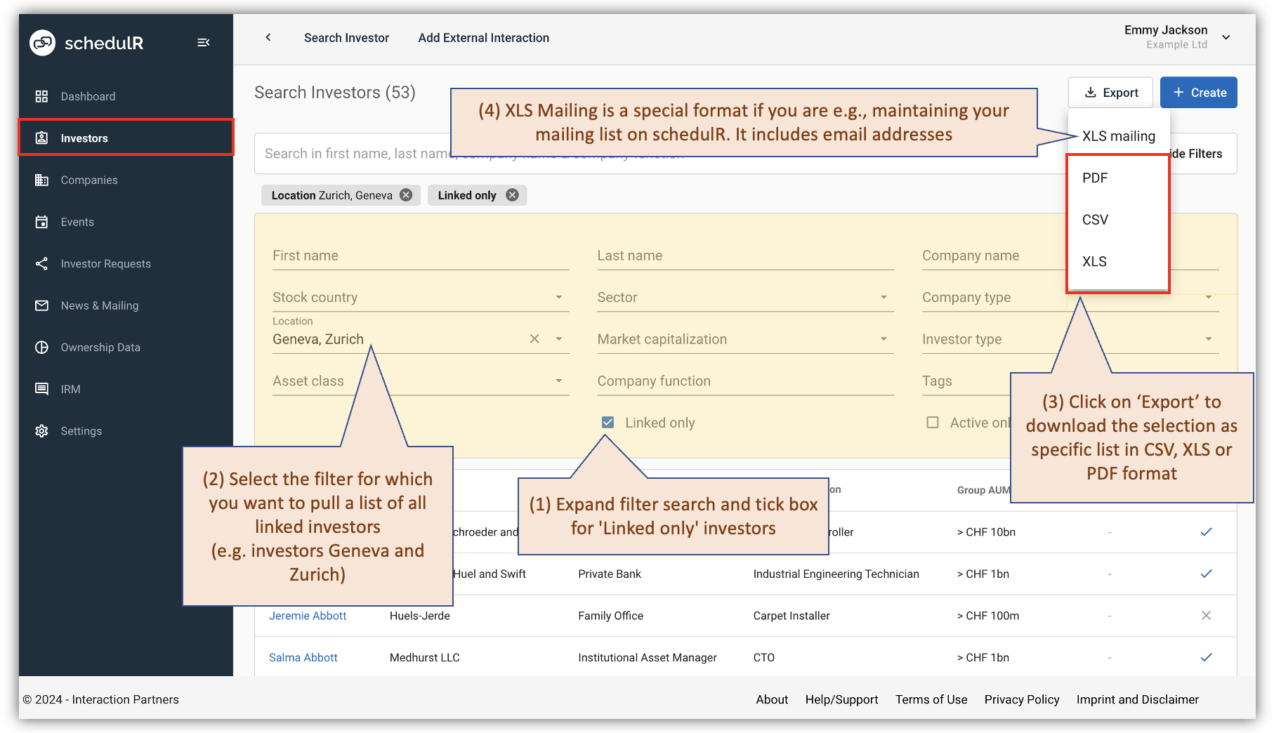 Figure 4.14 – Pull linked investors by location