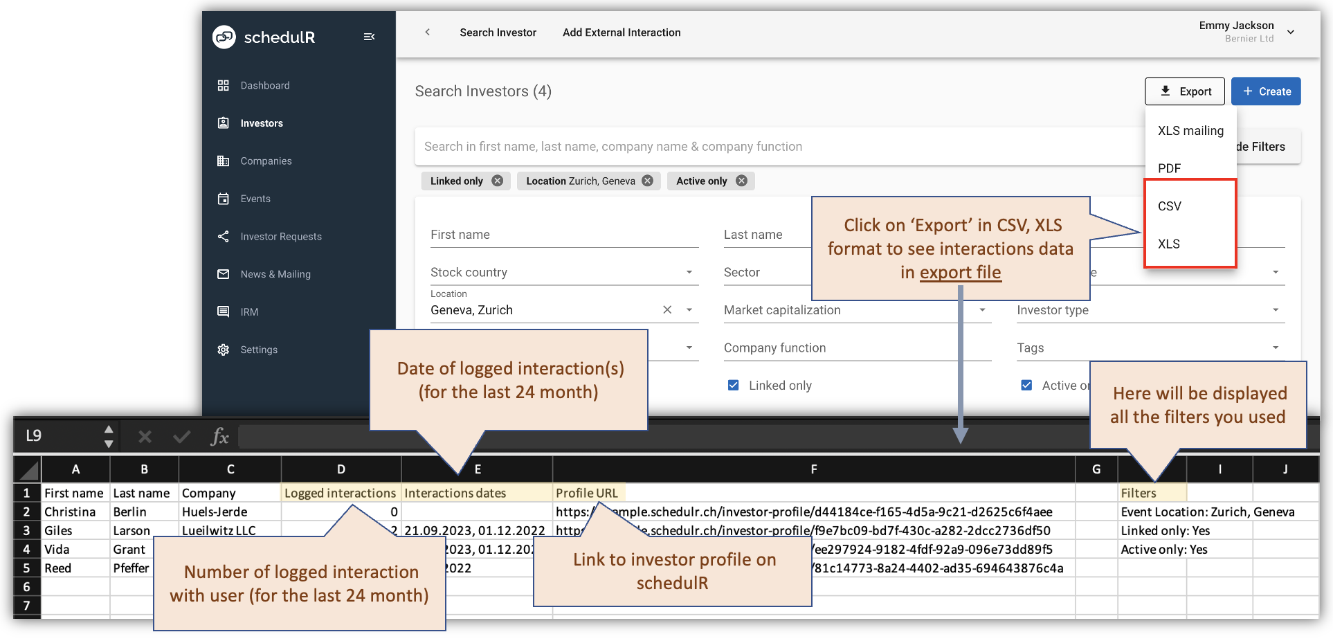 Figure 4.15 – View columns in XLS export