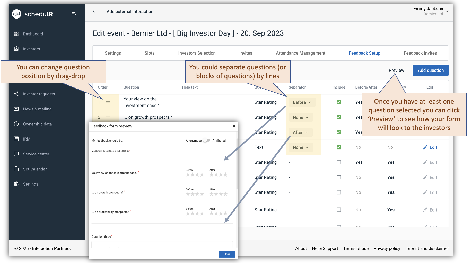 Figure 7.19 – Create/Edit Event – Feedback Set-up 3/3