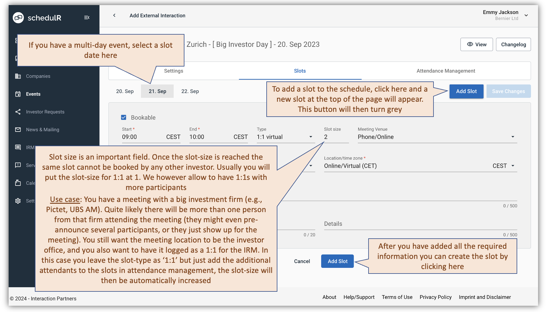 Figure 7.7 – Create/Edit Event – Slots (1/2)